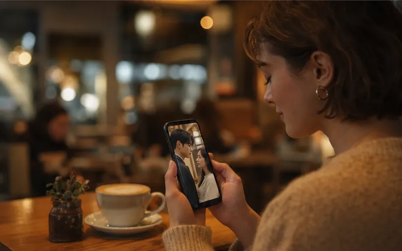 Coffee break — watching a vertical drama on TonTV
