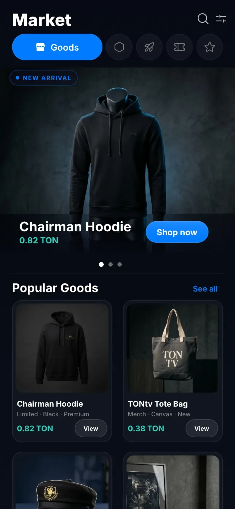 TonTV — Token marketplace