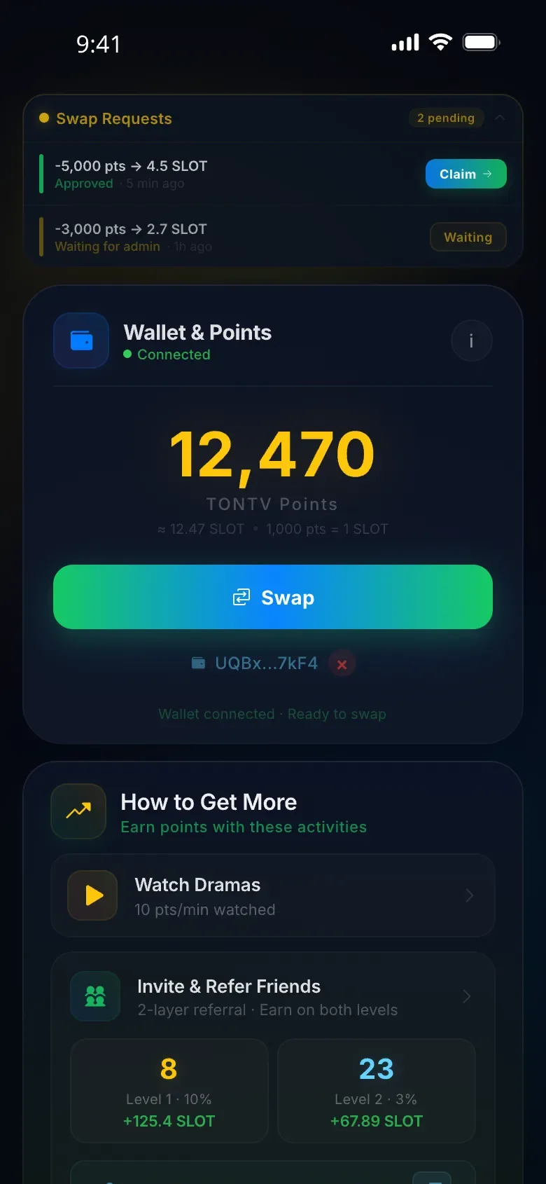 TonTV — In-app wallet